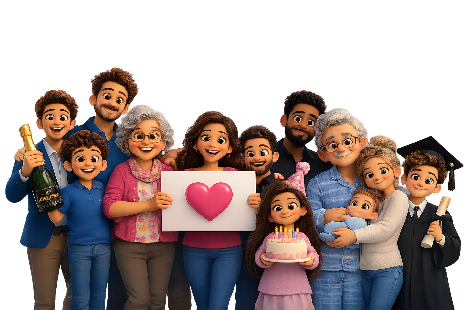 Happy family celebrating